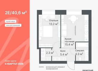 Продажа однокомнатной квартиры, 41.2 м2, Тюменская область