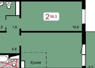 Продам двухкомнатную квартиру, 56.3 м2, Красноярский край