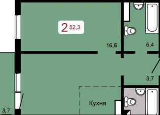 Продаю двухкомнатную квартиру, 52.3 м2, Красноярский край