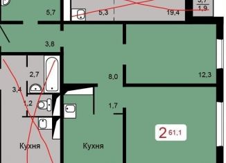 Продаю двухкомнатную квартиру, 61.1 м2, Красноярский край