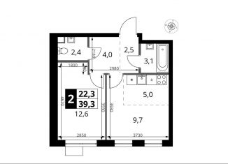 Продам 2-ком. квартиру, 39.3 м2, Москва, жилой комплекс 1-й Ясеневский, 2