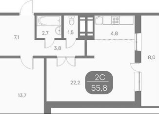 Продажа двухкомнатной квартиры, 59.8 м2, Новосибирская область, Междуреченская улица, 5/2