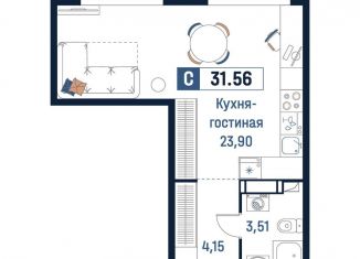 Квартира на продажу студия, 31.6 м2, Ленинградская область