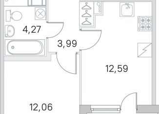 Продажа 1-ком. квартиры, 34.9 м2, посёлок Шушары