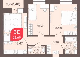 Трехкомнатная квартира на продажу, 63 м2, Чита