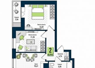 Продажа 2-комнатной квартиры, 49.6 м2, Киров, Никитская улица, 229