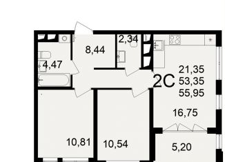 Продаю 2-комнатную квартиру, 56 м2, Тула