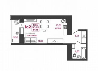 Продается 1-ком. квартира, 34.1 м2, Пенза