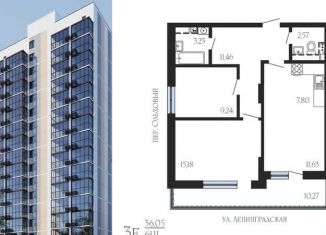 Продаю двухкомнатную квартиру, 66.3 м2, Воронеж