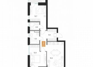 Продаю 2-комнатную квартиру, 66.3 м2, Курск