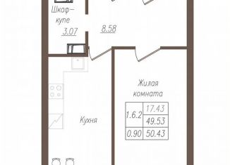 Продается 1-ком. квартира, 50.5 м2, Орёл, улица Генерала Родина, 66Ак1, микрорайон Весёлая Слобода