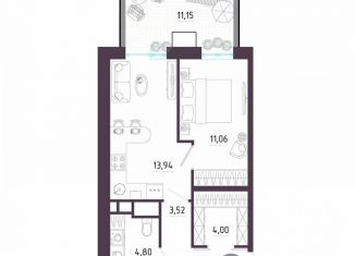 Продается 1-комнатная квартира, 51.6 м2, Тула, Пряничная улица, 8