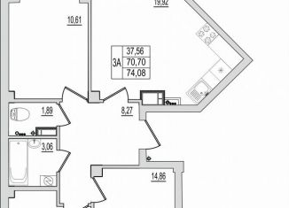 Продается 3-комнатная квартира, 74.2 м2, Псков, Линейная улица, 87, ЖК Смарт-квартал