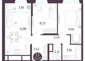 Продам 2-комнатную квартиру, 53 м2, Тула, Пряничная улица, 9