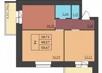 Продается двухкомнатная квартира, 50.7 м2, Ярославль