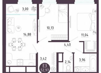 Продается 2-ком. квартира, 53 м2, Тула, Пряничная улица, 9