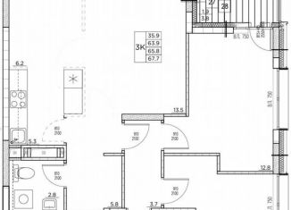Продам 3-комнатную квартиру, 67.7 м2, Владивосток