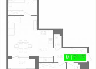 Продажа 2-комнатной квартиры, 71.2 м2, Санкт-Петербург, метро Звёздная, Московское шоссе, 13ВА
