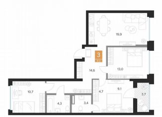 3-ком. квартира на продажу, 81.6 м2, Курск