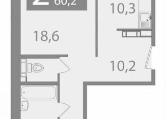 Продажа 2-ком. квартиры, 60.2 м2, Томская область, улица Пришвина, 46