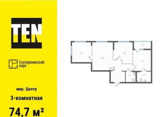 Продается 3-ком. квартира, 74.3 м2, Свердловская область, улица Михаила Ананьева, 4/2