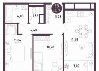 Продаю двухкомнатную квартиру, 52.7 м2, Тула, Пряничная улица, 9