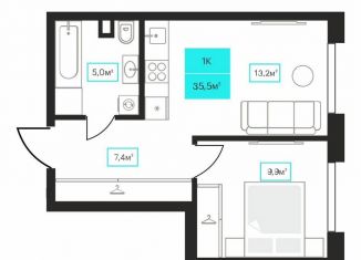 1-комнатная квартира на продажу, 35.5 м2, Тюмень, улица Червишевский Тракт, 25