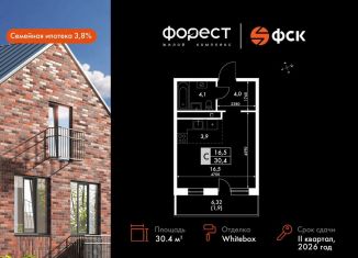 Продажа квартиры студии, 30.4 м2, поселок Октябрьский