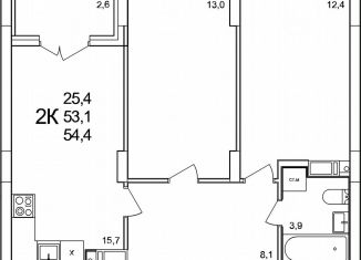 Продажа 2-ком. квартиры, 54.4 м2, деревня Анкудиновка, жилой комплекс КМ Анкудиновский Парк, 47, ЖК КМ Анкудиновский Парк