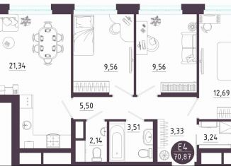 Продажа трехкомнатной квартиры, 70.9 м2, Тула, Пряничная улица, 9