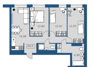 Продам 3-ком. квартиру, 66.6 м2, Архангельская область, Первомайская улица, 5