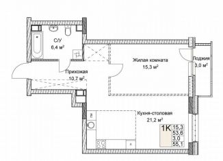 1-ком. квартира на продажу, 55.1 м2, Нижний Новгород