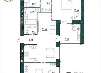 Продажа 2-ком. квартиры, 67.6 м2, Брянск