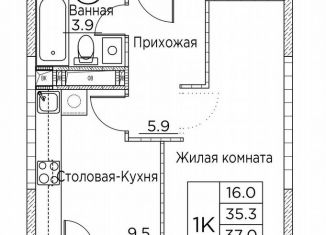 Продается 1-комнатная квартира, 38.6 м2, Владивосток, улица Расула Гамзатова, 7к3