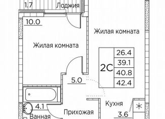 2-ком. квартира на продажу, 42.4 м2, Владивосток, улица Расула Гамзатова, 7к3
