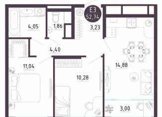 Продам 2-комнатную квартиру, 52.7 м2, Тула, Пряничная улица, 9