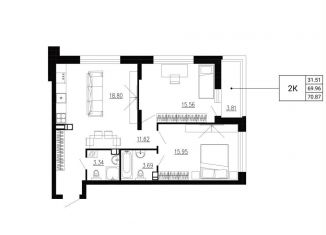 Продажа 2-ком. квартиры, 70.9 м2, Орёл