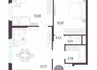 Продается 2-комнатная квартира, 59.5 м2, Тула, Пряничная улица, 8