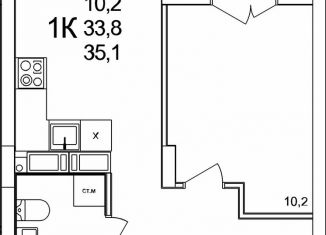 Продается 1-комнатная квартира, 35.1 м2, деревня Анкудиновка, ЖК КМ Анкудиновский Парк, жилой комплекс КМ Анкудиновский Парк, 47