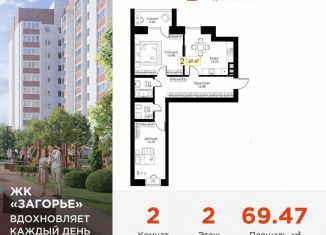 Продажа двухкомнатной квартиры, 69.5 м2, Смоленск, ЖК Загорье