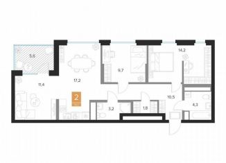 Продается 2-комнатная квартира, 74 м2, Курск