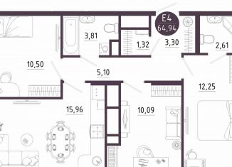 Продается 3-ком. квартира, 64.9 м2, Тула, Пряничная улица, 9