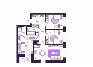 Продается четырехкомнатная квартира, 76.7 м2, Чита, улица Генерала Белика, 3к3