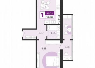 Продается 1-ком. квартира, 47 м2, Брянск, Литейная улица, 67