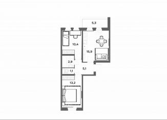 Двухкомнатная квартира на продажу, 50.2 м2, деревня Новое Девяткино