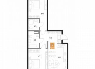 Продаю двухкомнатную квартиру, 65.2 м2, Курск