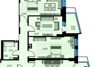 Продам 3-комнатную квартиру, 77.5 м2, Ростов-на-Дону, ЖК Город у Реки, улица 23-я Линия, 54с6