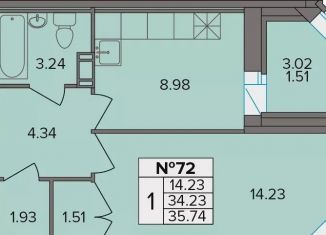 Продам 1-ком. квартиру, 35.7 м2, деревня Новое Девяткино, Лесная улица, 19