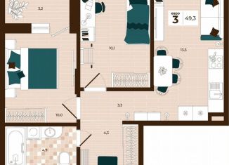 Продажа 3-ком. квартиры, 49.3 м2, Тула