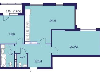 Продается 2-ком. квартира, 78.2 м2, Воронеж, улица Ломоносова, 116А